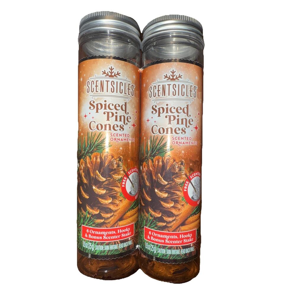2 Count Scentsicles SPICED PINE CONES Ornament Sticks - 12 sticks total